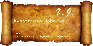 Kvasznicza Johanna névjegykártya